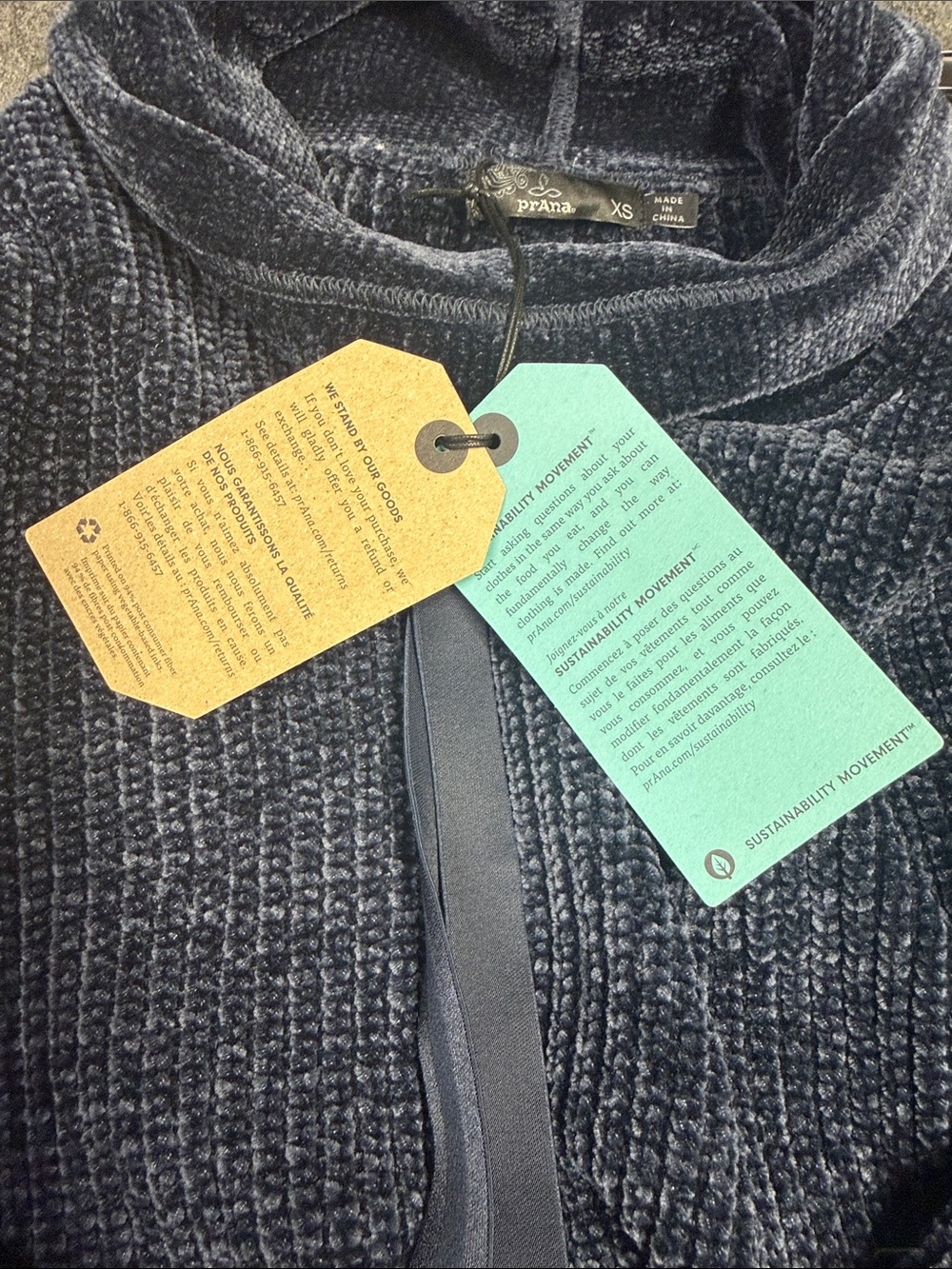 Prana Women's Chenille Funnel Neck Sweater - Charcoal Blue - Picture 6 of 8